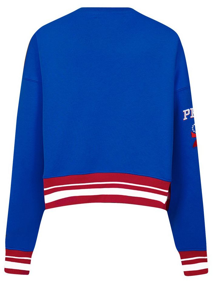 Pro Standard Women's Philadelphia 76ers Blue Mash Up Rib Fleece Crewneck Sweatshirt product image