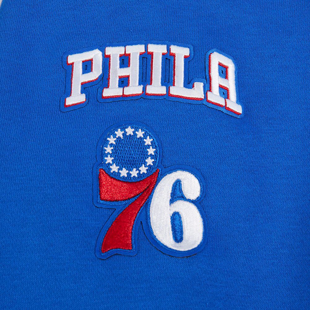 Pro Standard Women's Philadelphia 76ers Blue Mash Up Rib Fleece Crewneck Sweatshirt product image