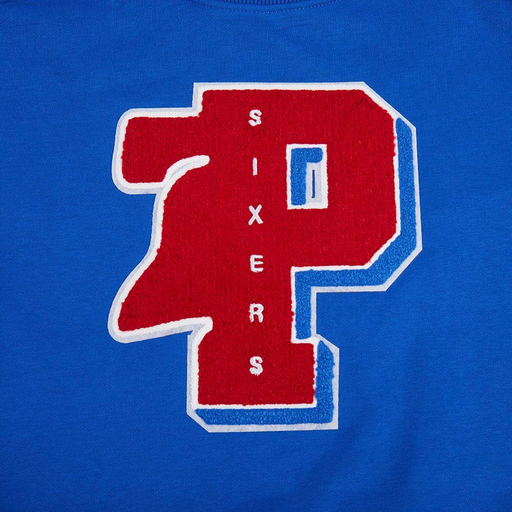 Pro Standard Women's Philadelphia 76ers Blue Mash Up Rib Fleece Crewneck Sweatshirt product image