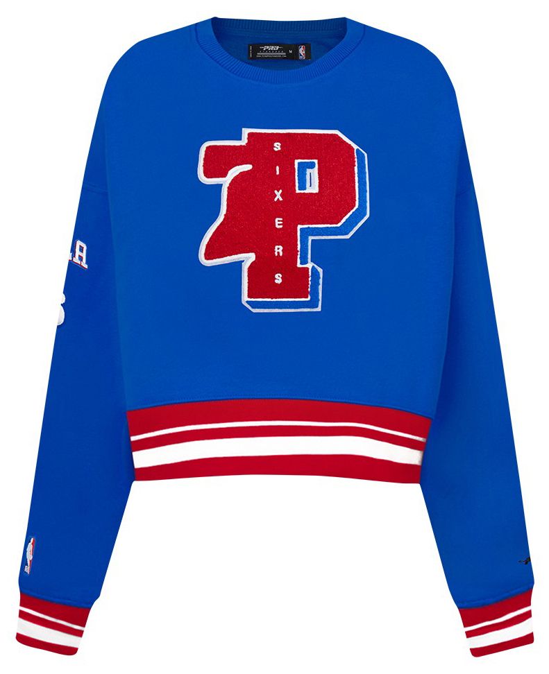 Pro Standard Women's Philadelphia 76ers Blue Mash Up Rib Fleece Crewneck Sweatshirt product image