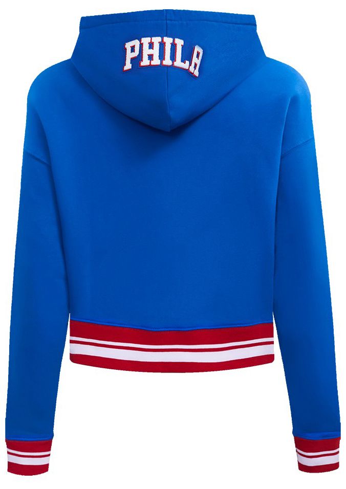 Pro Standard Women's Philadelphia 76ers Blue Mash Up Rib Cropped Fleece Pullover Hoodie product image