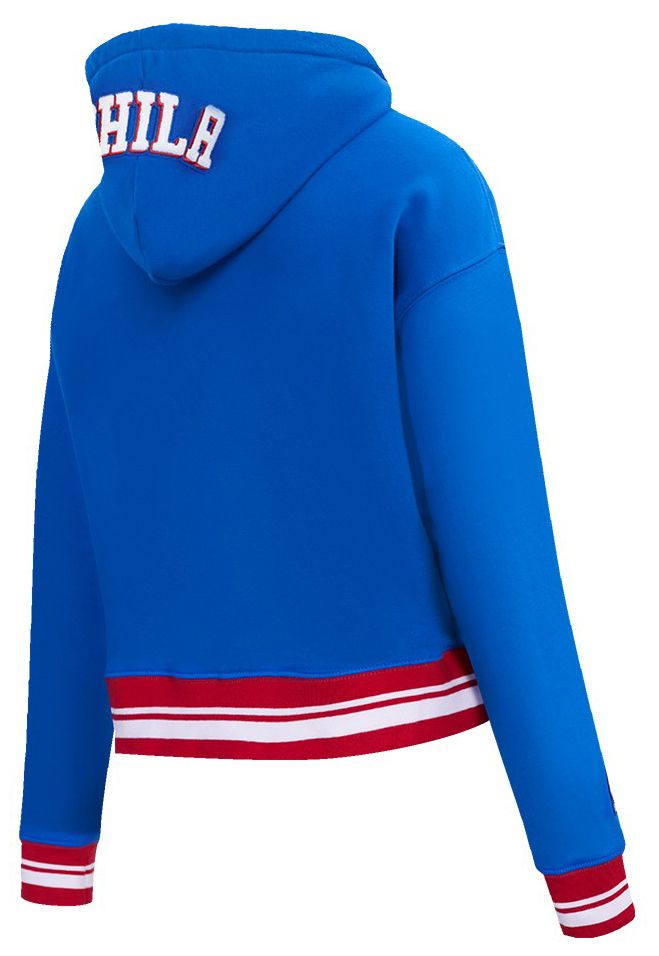 Pro Standard Women's Philadelphia 76ers Blue Mash Up Rib Cropped Fleece Pullover Hoodie product image