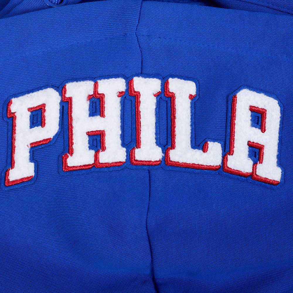 Pro Standard Women's Philadelphia 76ers Blue Mash Up Rib Cropped Fleece Pullover Hoodie product image