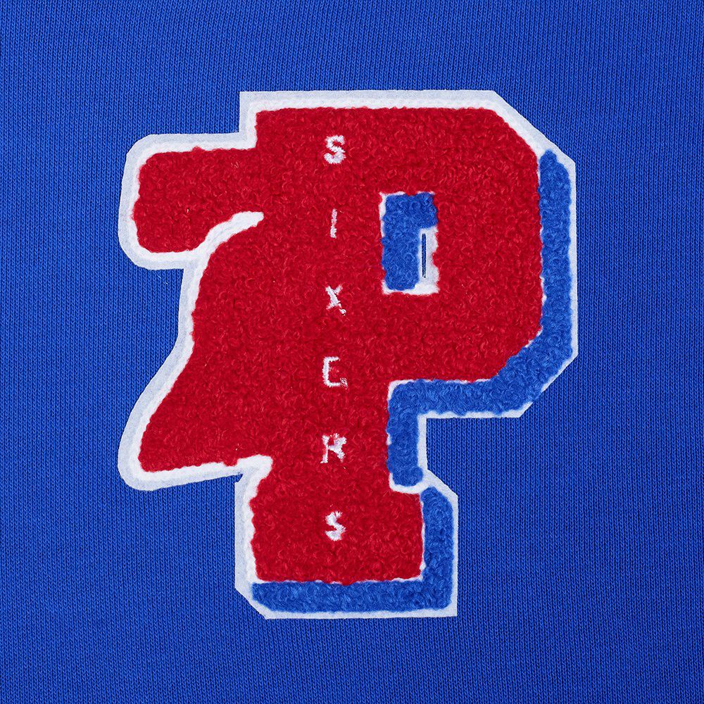 Pro Standard Women's Philadelphia 76ers Blue Mash Up Rib Cropped Fleece Pullover Hoodie product image