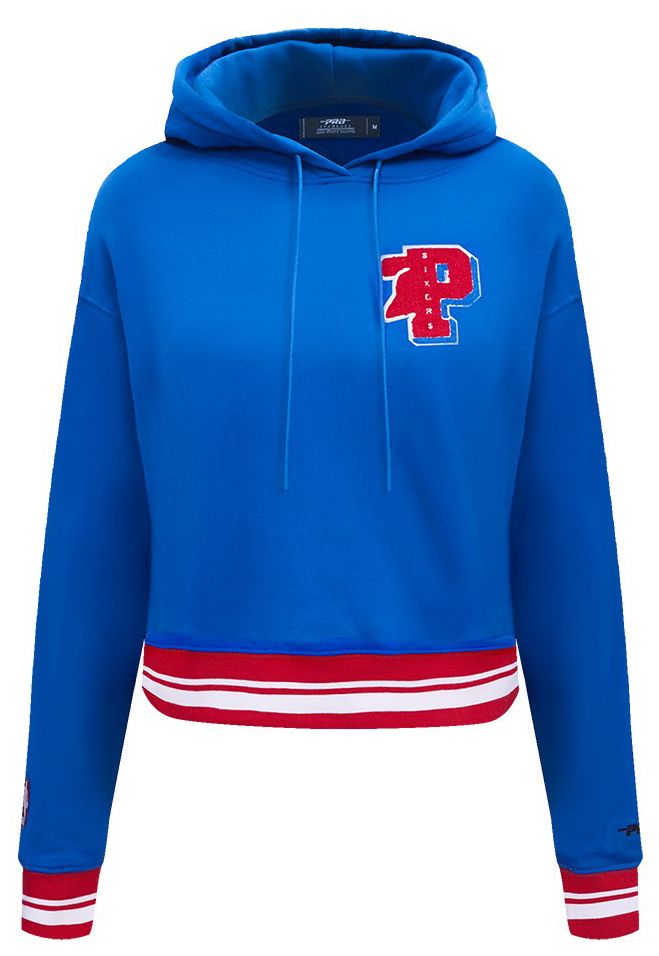 Pro Standard Women's Philadelphia 76ers Blue Mash Up Rib Cropped Fleece Pullover Hoodie product image