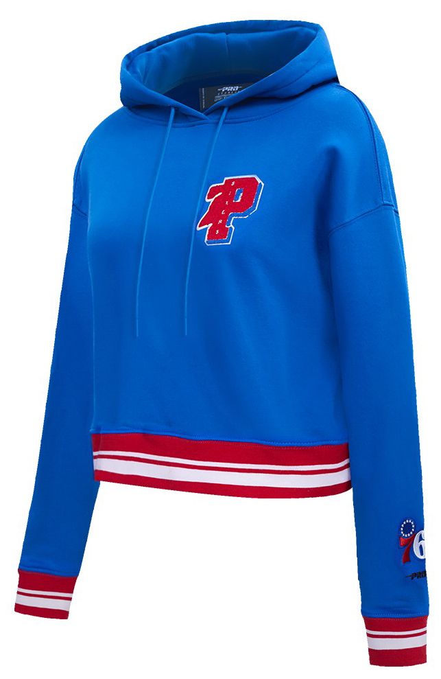 Pro Standard Women's Philadelphia 76ers Blue Mash Up Rib Cropped Fleece Pullover Hoodie product image