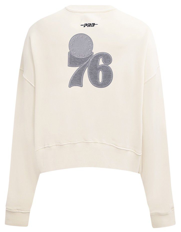 Pro Standard Women's Philadelphia 76ers Off White Reverse French Terry Crewneck Sweatshirt product image