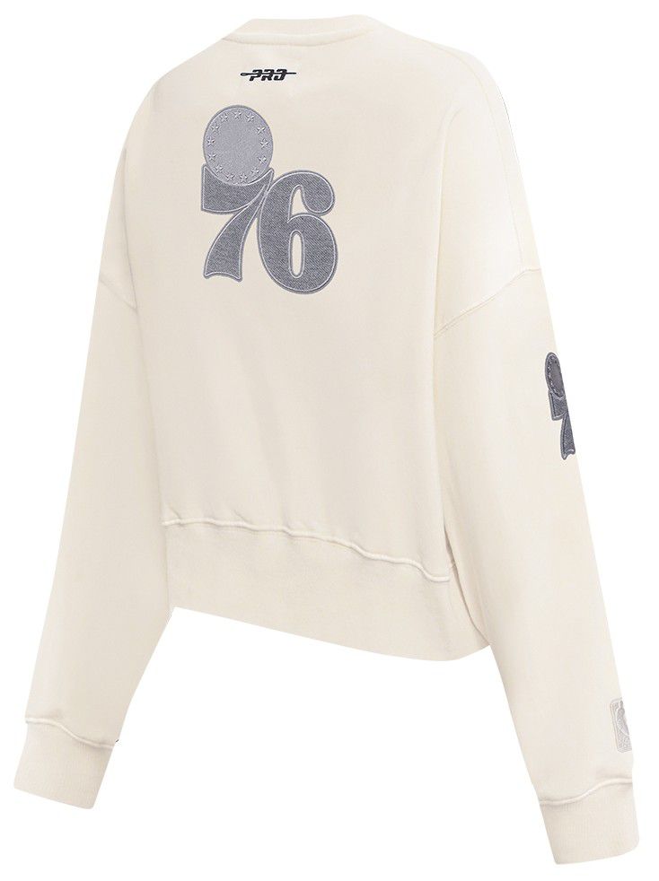 Pro Standard Women's Philadelphia 76ers Off White Reverse French Terry Crewneck Sweatshirt product image