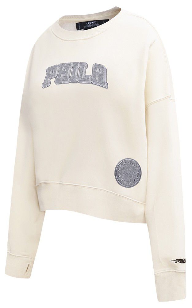 Pro Standard Women's Philadelphia 76ers Off White Reverse French Terry Crewneck Sweatshirt product image