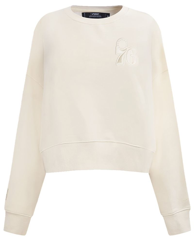 Pro Standard Women's Philadelphia 76ers Off White Neutral Fleece Crewneck Sweatshirt product image