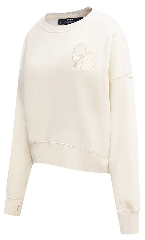 Pro Standard Women's Philadelphia 76ers Off White Neutral Fleece Crewneck Sweatshirt product image