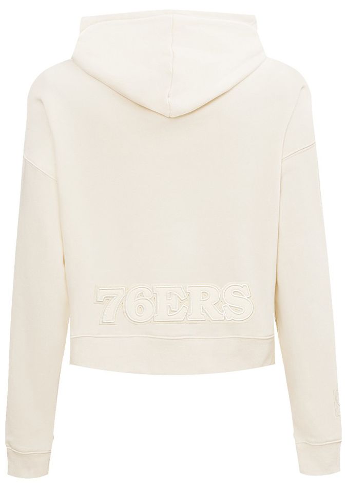 Pro Standard Women's Philadelphia 76ers Off White Neutral Cropped Fleece Pullover Hoodie product image