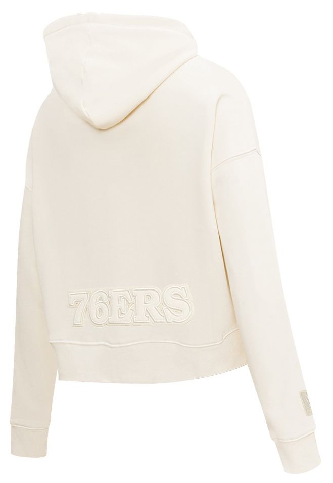 Pro Standard Women's Philadelphia 76ers Off White Neutral Cropped Fleece Pullover Hoodie product image
