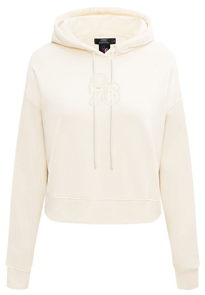 Pro Standard Women's Philadelphia 76ers Off White Neutral Cropped Fleece Pullover Hoodie product image