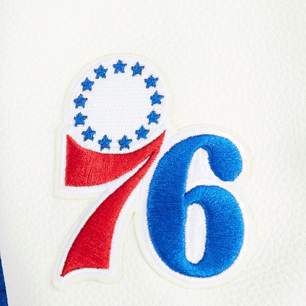 Pro Standard Women's Philadelphia 76ers Blue Mash Up Rib Wool Varsity Jacket product image