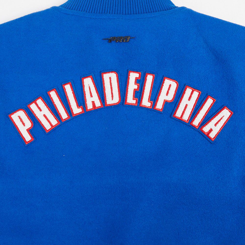 Pro Standard Women's Philadelphia 76ers Blue Classic Wool Varsity Jacket product image