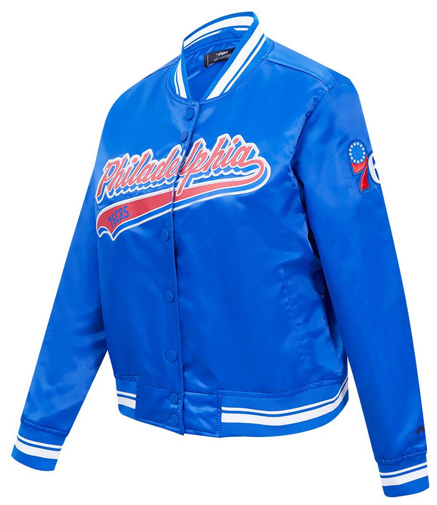 Pro Standard Women's Philadelphia 76ers Blue Script Tail Satin Jacket product image