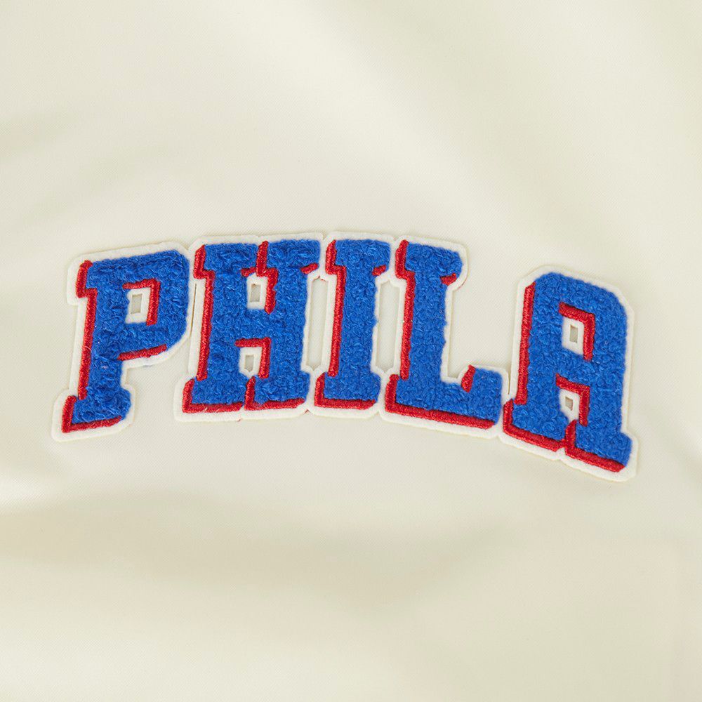 Pro Standard Women's Philadelphia 76ers Off White Retro Classic Rib Satin Jacket product image