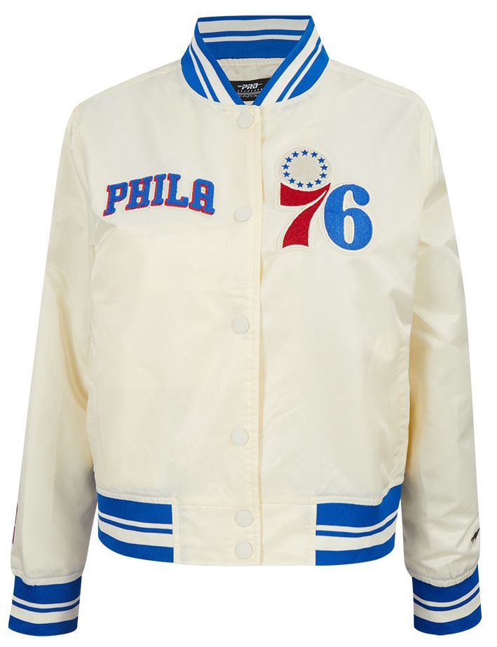 Pro Standard Women's Philadelphia 76ers Off White Retro Classic Rib Satin Jacket product image