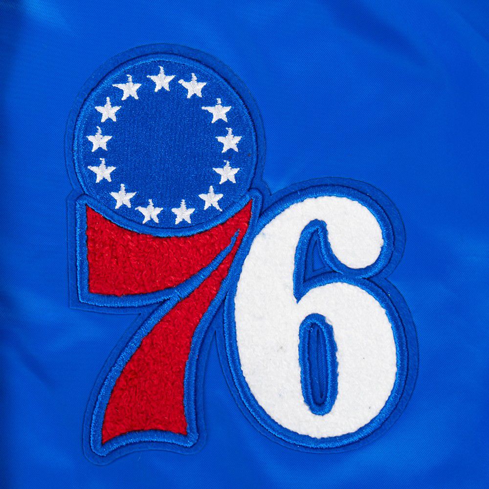 Pro Standard Women's Philadelphia 76ers Blue Retro Classic Rib Satin Jacket product image