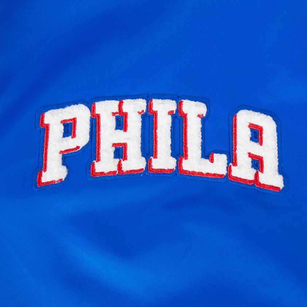 Pro Standard Women's Philadelphia 76ers Blue Retro Classic Rib Satin Jacket product image