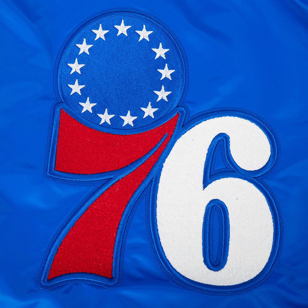 Pro Standard Women's Philadelphia 76ers Blue Retro Classic Rib Satin Jacket product image
