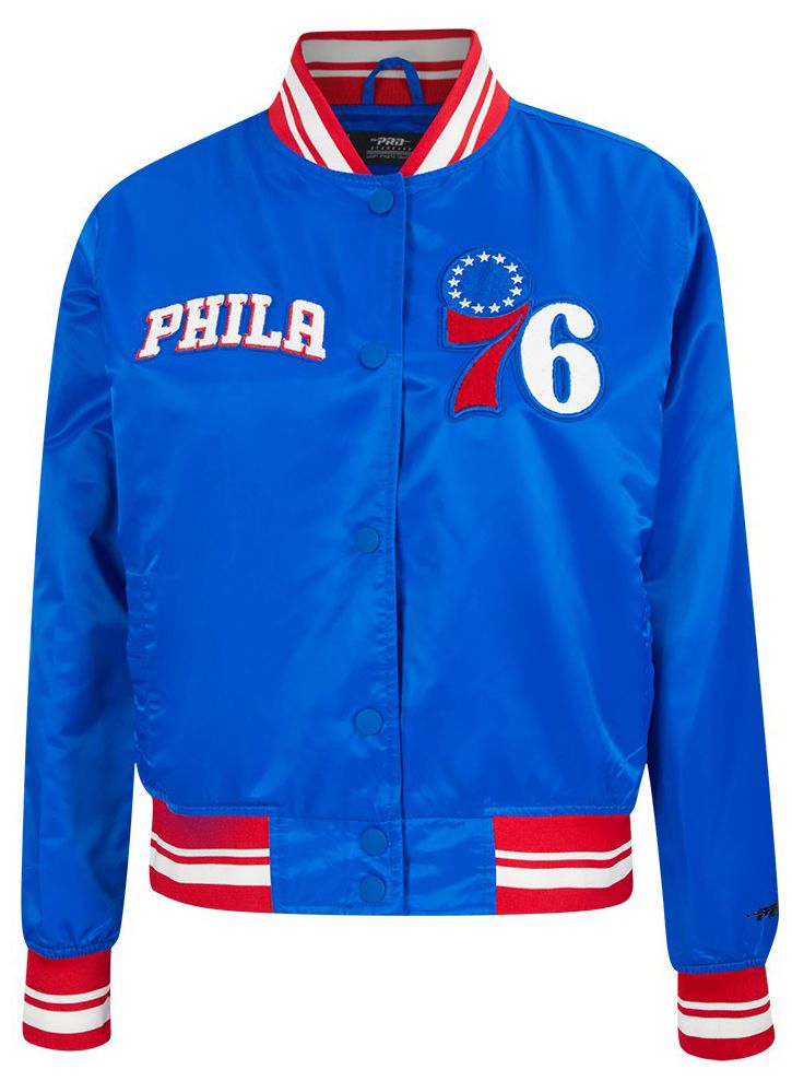 Pro Standard Women's Philadelphia 76ers Blue Retro Classic Rib Satin Jacket product image