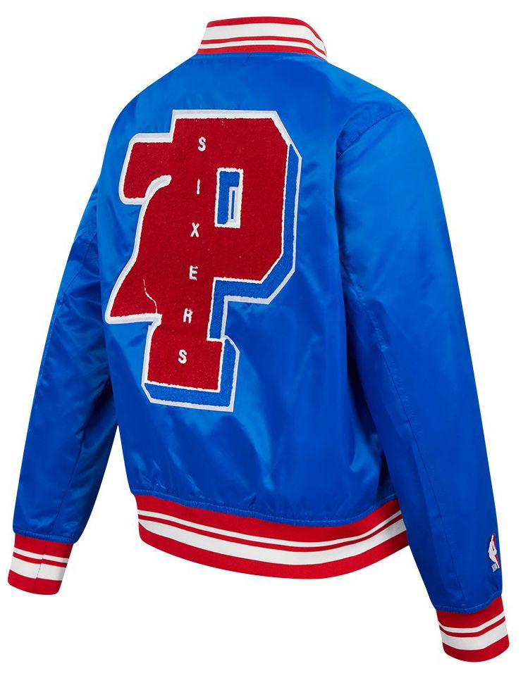 Pro Standard Women's Philadelphia 76ers Blue Mash Up Rib Satin Jacket product image