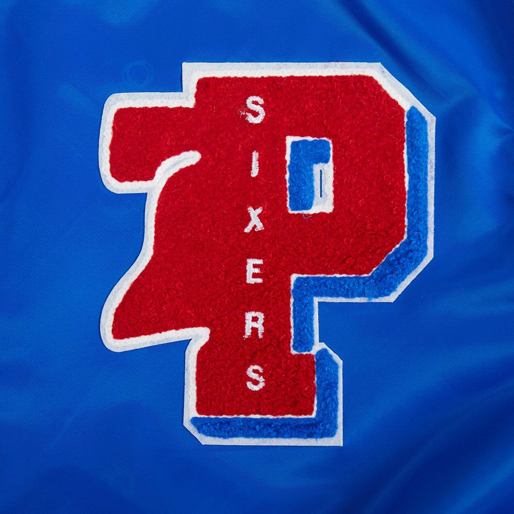 Pro Standard Women's Philadelphia 76ers Blue Mash Up Rib Satin Jacket product image