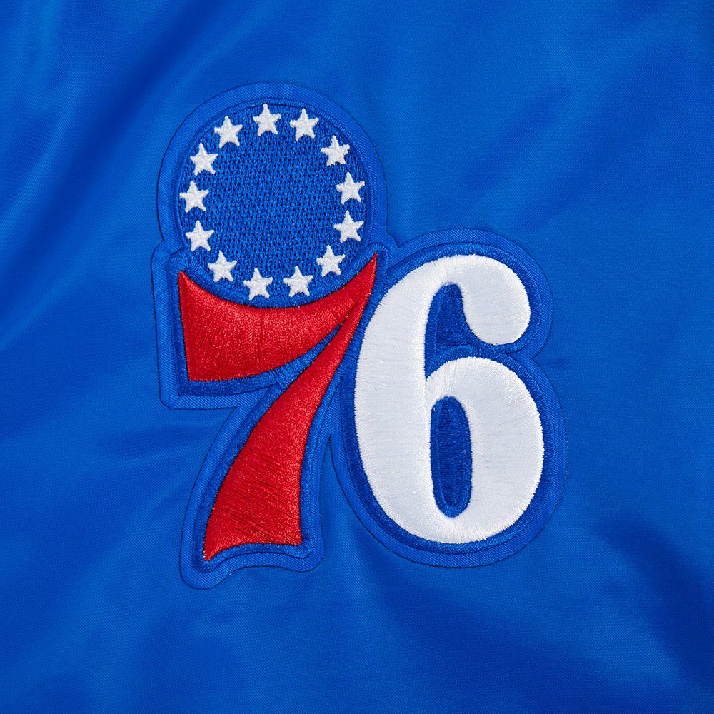 Pro Standard Women's Philadelphia 76ers Blue Mash Up Rib Satin Jacket product image