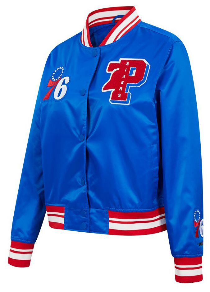 Pro Standard Women's Philadelphia 76ers Blue Mash Up Rib Satin Jacket product image