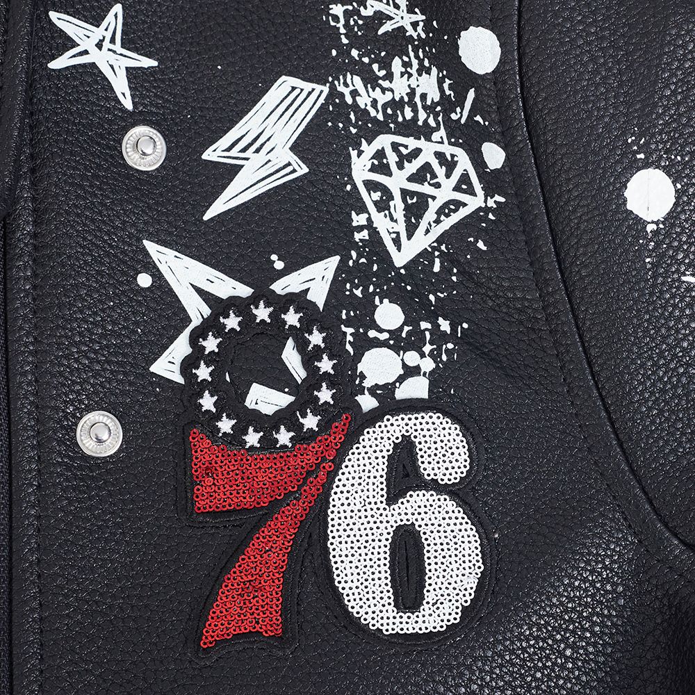 Pro Standard Women's Philadelphia 76ers Black Sketchbook Leather Jacket product image