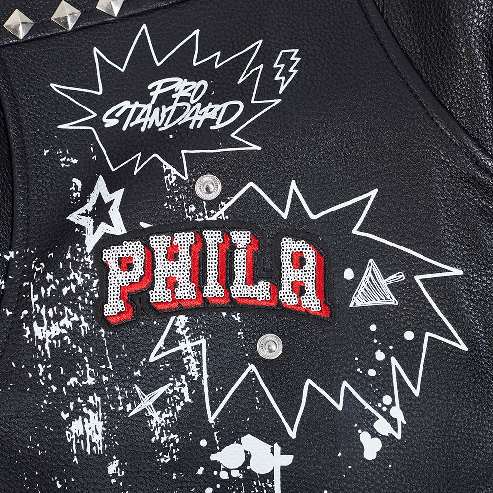 Pro Standard Women's Philadelphia 76ers Black Sketchbook Leather Jacket product image
