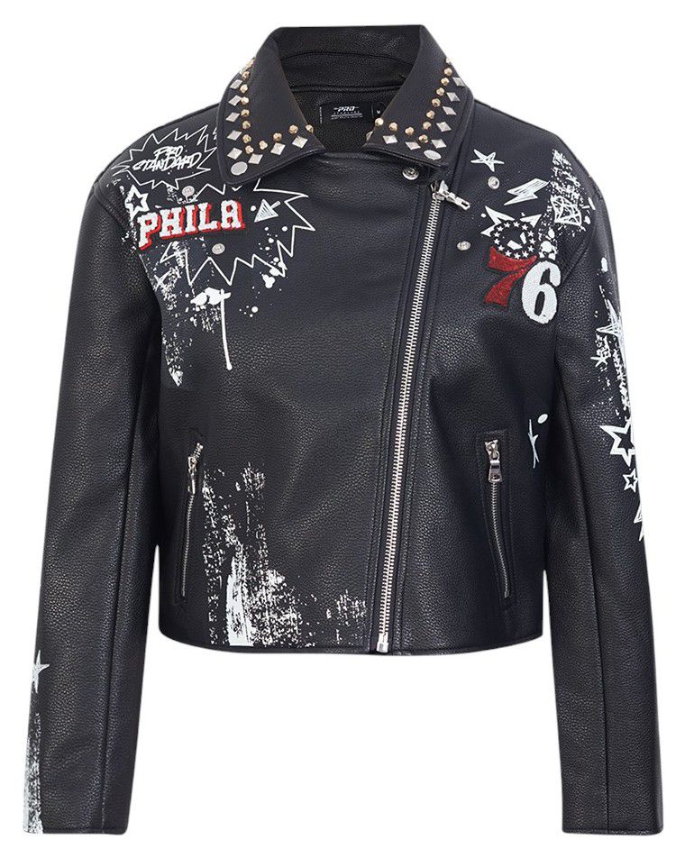 Pro Standard Women's Philadelphia 76ers Black Sketchbook Leather Jacket product image