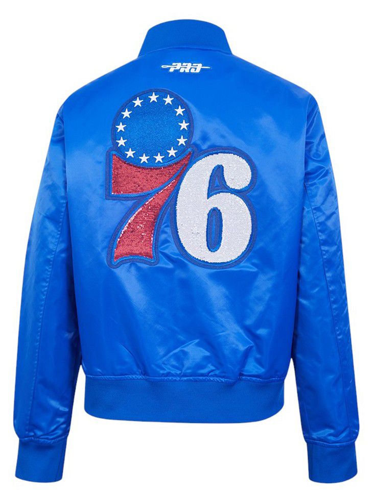 Pro Standard Women's Philadelphia 76ers Blue Game Day Classics Satin Jacket product image