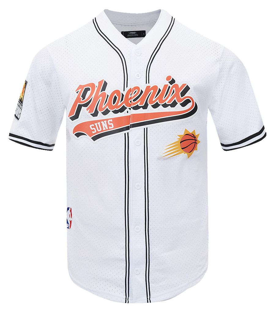 Pro Standard Men's Phoenix Suns White Script Tail Mesh Button Down Shirt product image