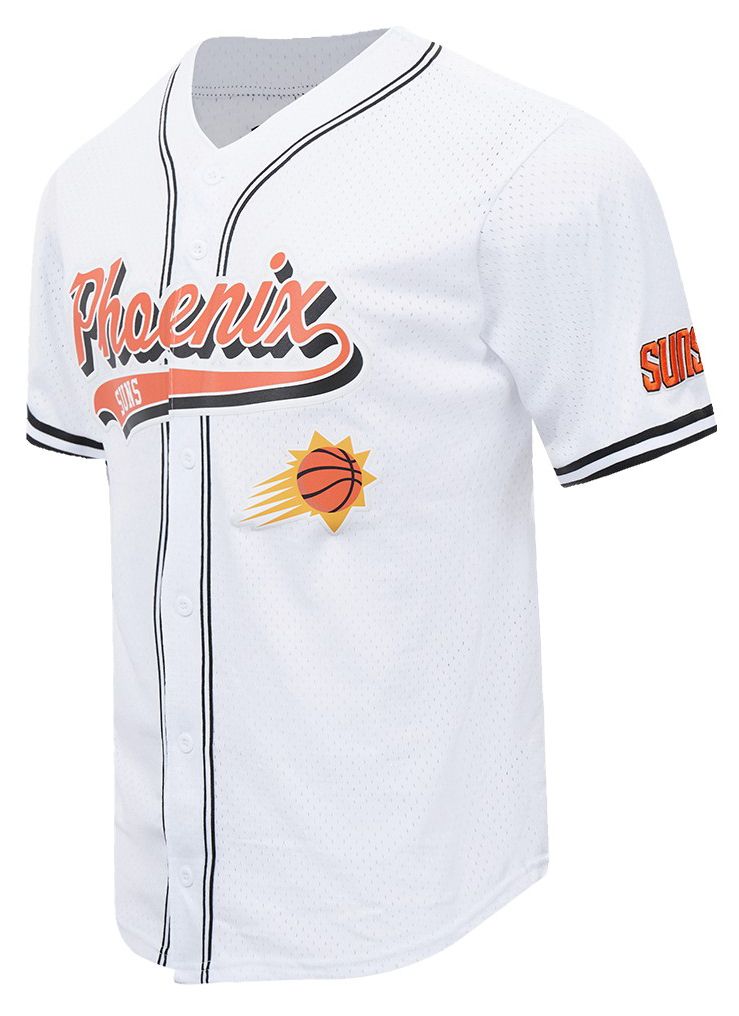 Pro Standard Men's Phoenix Suns White Script Tail Mesh Button Down Shirt product image