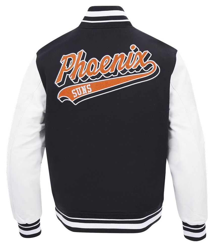 Pro Standard Men's Phoenix Suns Black Script Tail Rib Wool Varsity Jacket product image