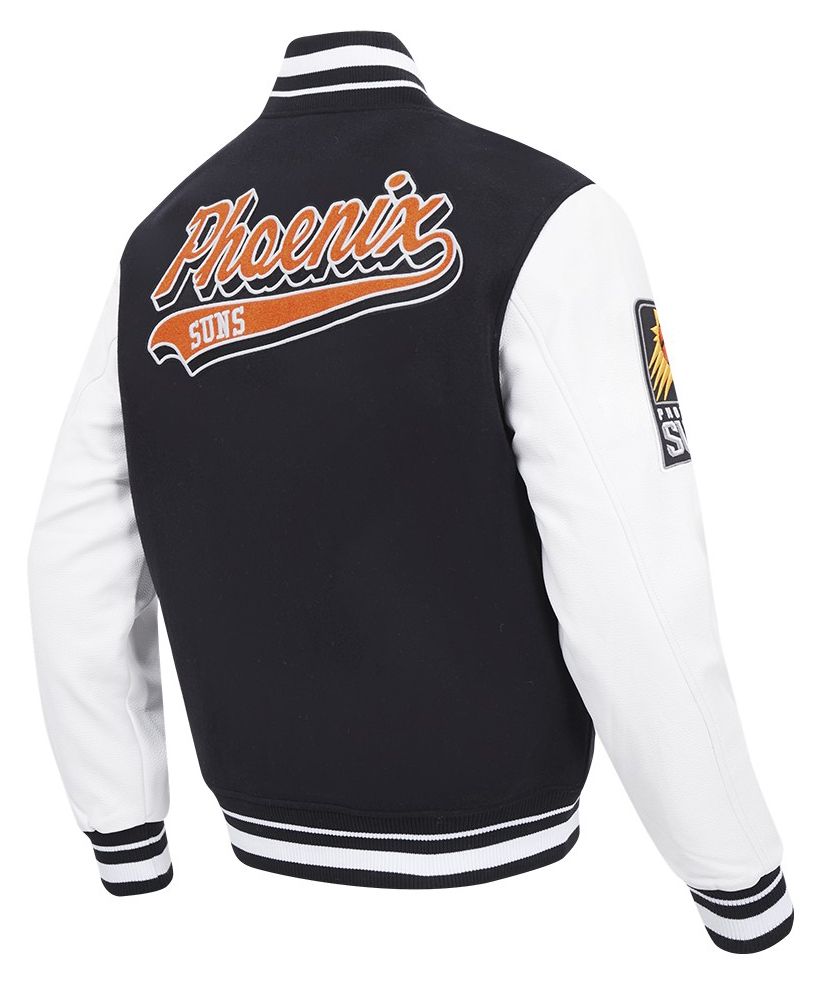 Pro Standard Men's Phoenix Suns Black Script Tail Rib Wool Varsity Jacket product image
