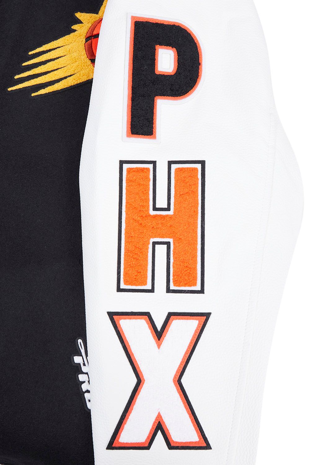 Pro Standard Men's Phoenix Suns Black Script Tail Rib Wool Varsity Jacket product image