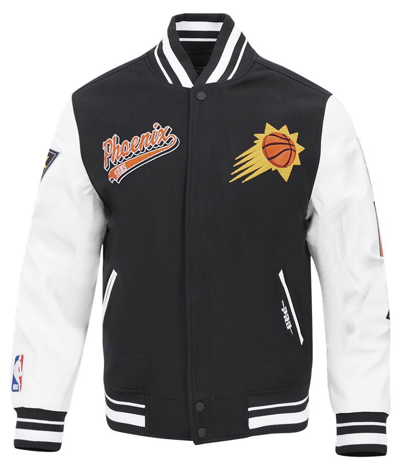 Pro Standard Men's Phoenix Suns Black Script Tail Rib Wool Varsity Jacket product image