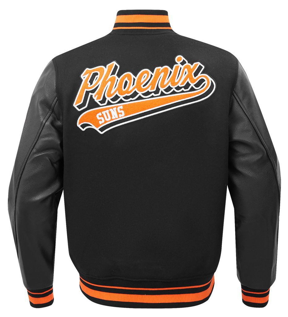 Pro Standard Men's Phoenix Suns Black Script Tail Rib Wool Varsity Jacket product image