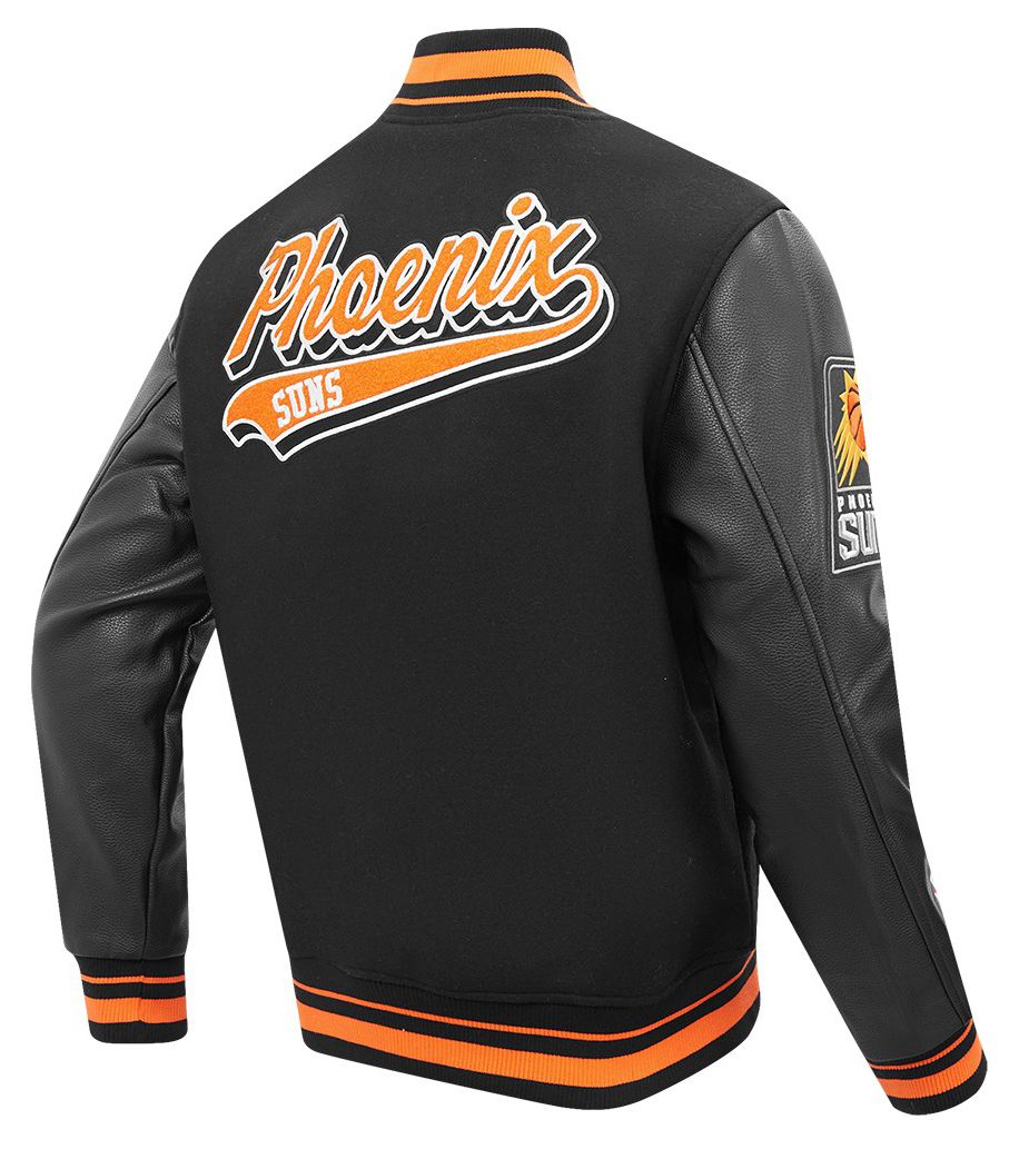 Pro Standard Men's Phoenix Suns Black Script Tail Rib Wool Varsity Jacket product image