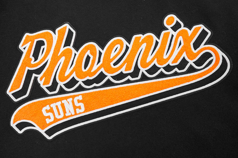 Pro Standard Men's Phoenix Suns Black Script Tail Rib Wool Varsity Jacket product image