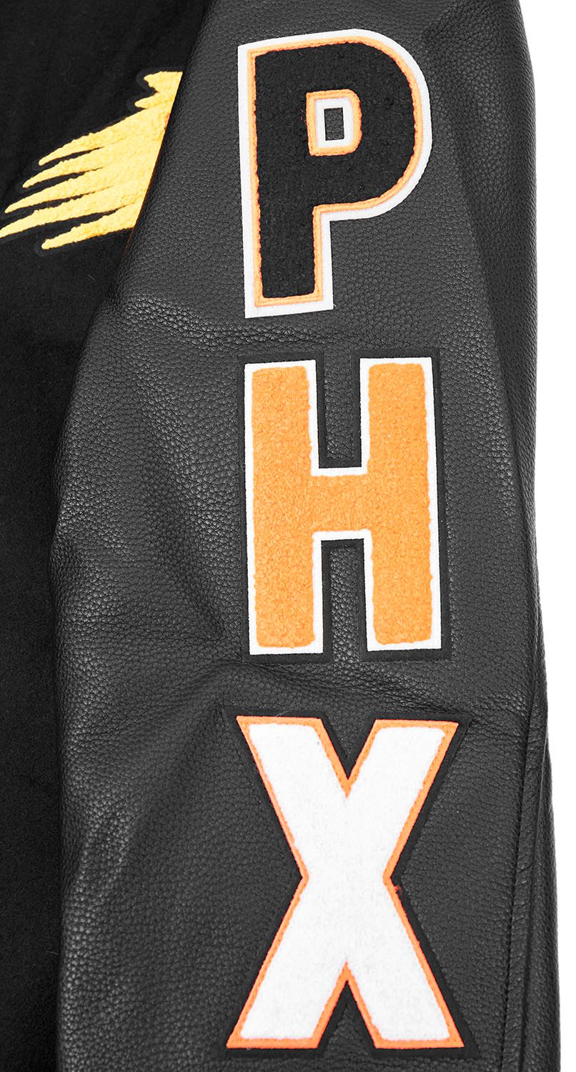 Pro Standard Men's Phoenix Suns Black Script Tail Rib Wool Varsity Jacket product image