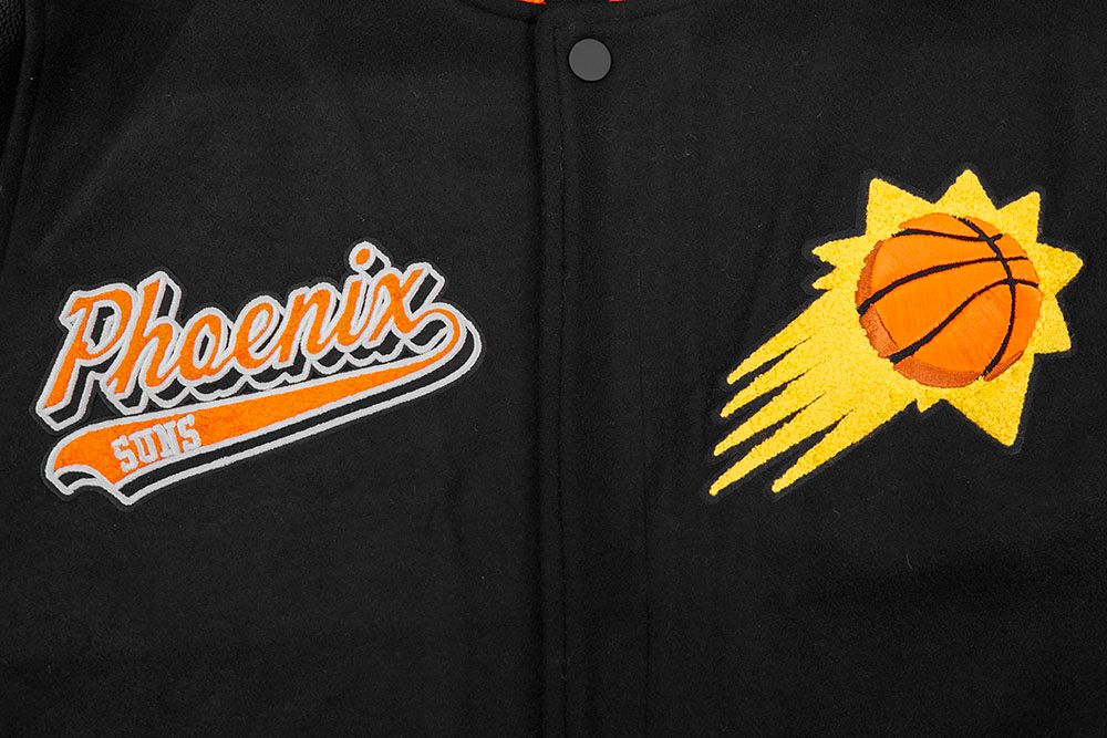 Pro Standard Men's Phoenix Suns Black Script Tail Rib Wool Varsity Jacket product image