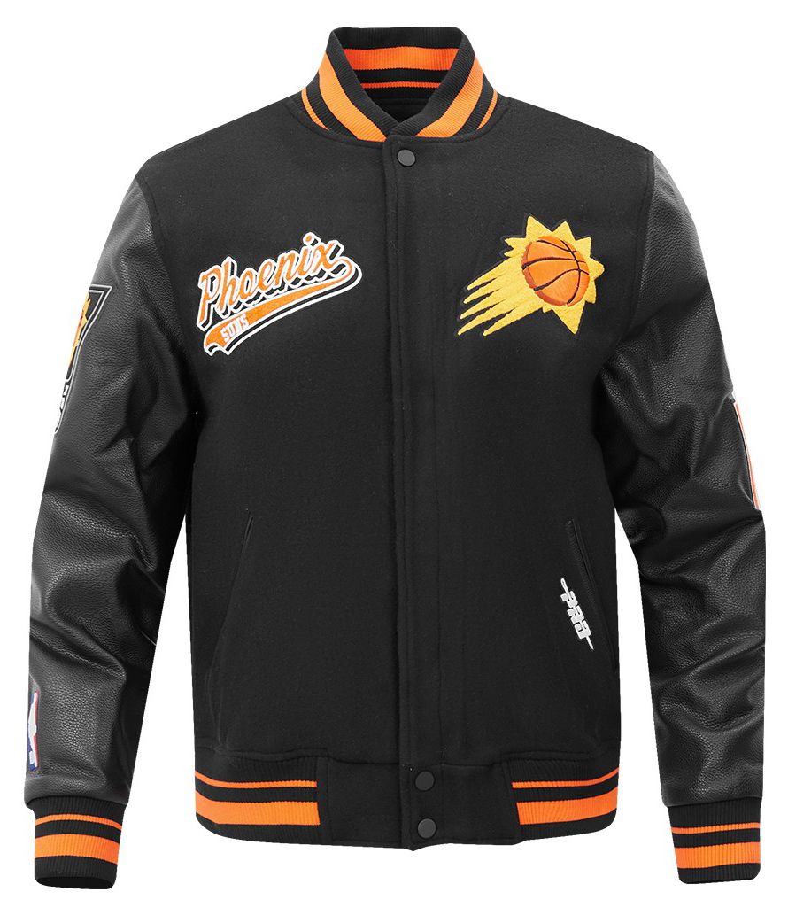 Pro Standard Men's Phoenix Suns Black Script Tail Rib Wool Varsity Jacket product image