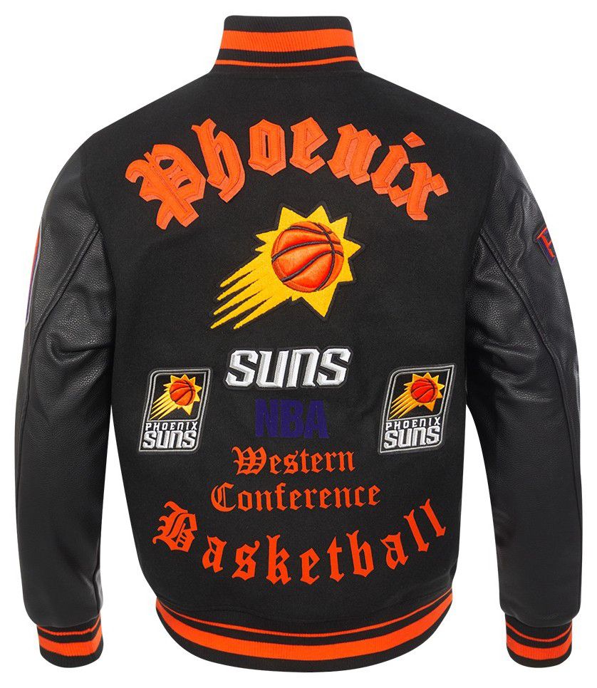 Pro Standard Men's Phoenix Suns Black Old English Rib Wool Varsity Jacket product image