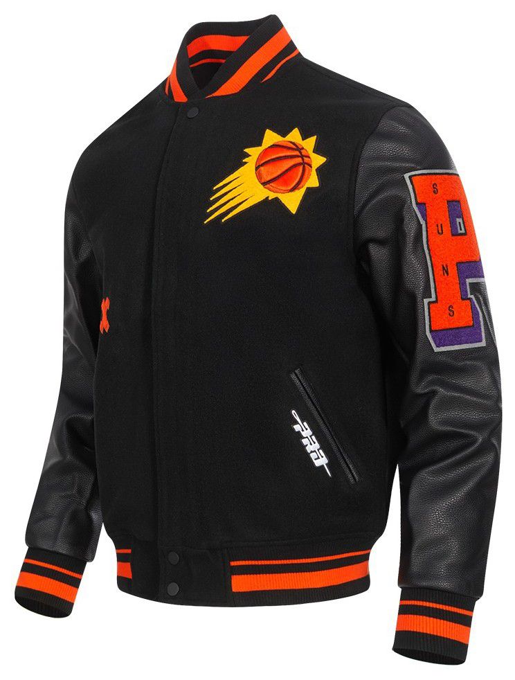 Pro Standard Men's Phoenix Suns Black Old English Rib Wool Varsity Jacket product image