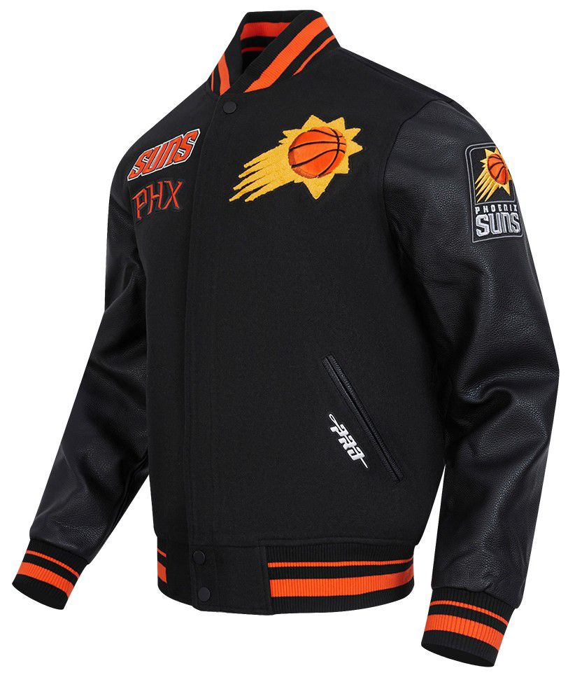 Pro Standard Men's Phoenix Suns Black Retro Classic Rib Wool Varsity Jacket product image